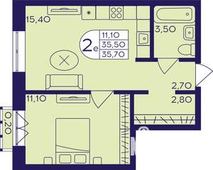 2-к квартира, вторичка, 36м2, 2/23 этаж