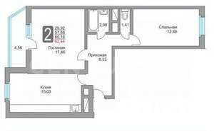 2-к квартира, вторичка, 58м2, 13/28 этаж