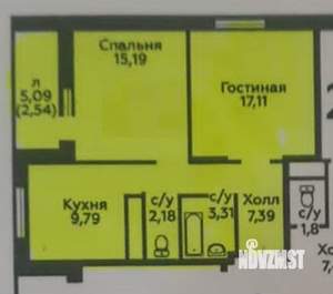 2-к квартира, вторичка, 56м2, 20/23 этаж