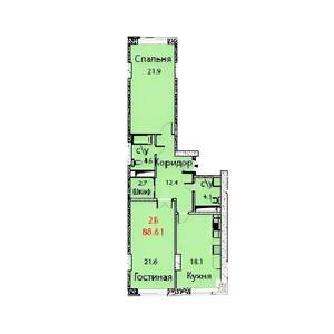 3-к квартира, вторичка, 88м2, 13/23 этаж
