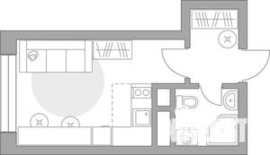 Студия квартира, вторичка, 20м2, 16/25 этаж
