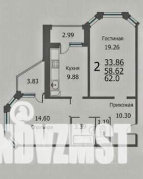 2-к квартира, вторичка, 60м2, 7/16 этаж