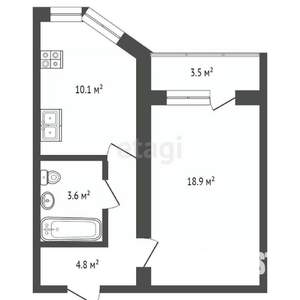 1-к квартира, вторичка, 42м2, 16/17 этаж