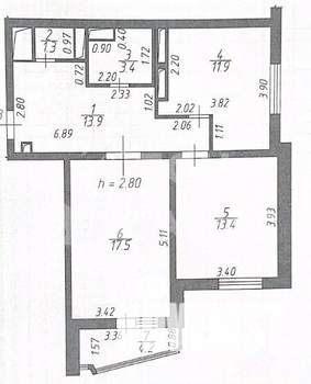 2-к квартира, вторичка, 61м2, 3/23 этаж