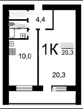 1-к квартира, вторичка, 41м2, 4/12 этаж
