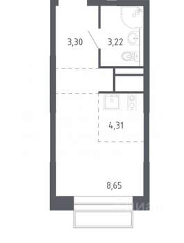 Студия квартира, вторичка, 19м2, 19/22 этаж