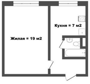 1-к квартира, вторичка, 33м2, 7/9 этаж