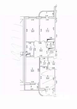 2-к квартира, вторичка, 71м2, 1/19 этаж