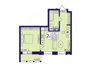 1-к квартира, вторичка, 37м2, 12/17 этаж