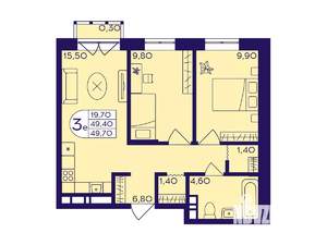2-к квартира, вторичка, 50м2, 5/17 этаж