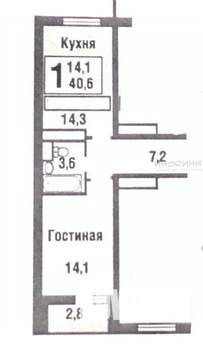 1-к квартира, вторичка, 41м2, 22/22 этаж