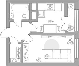 1-к квартира, строящийся дом, 34м2, 10/25 этаж