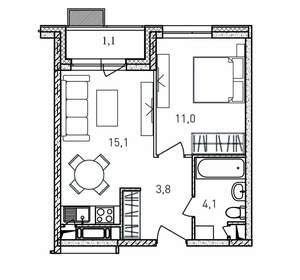 1-к квартира, вторичка, 35м2, 6/17 этаж