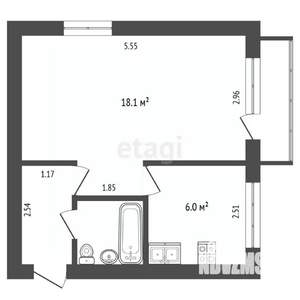 1-к квартира, вторичка, 30м2, 4/5 этаж