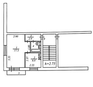 1-к квартира, вторичка, 30м2, 3/3 этаж