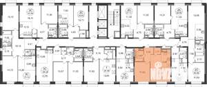 2-к квартира, строящийся дом, 43м2, 21/22 этаж