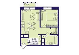 1-к квартира, вторичка, 37м2, 19/23 этаж