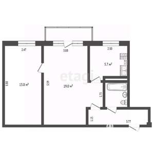 2-к квартира, вторичка, 46м2, 2/5 этаж
