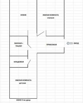 3-к квартира, вторичка, 56м2, 11/24 этаж