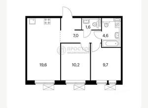 2-к квартира, вторичка, 52м2, 12/26 этаж