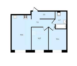 2-к квартира, вторичка, 54м2, 12/15 этаж