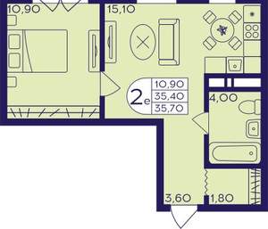 1-к квартира, вторичка, 36м2, 4/23 этаж