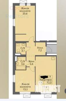 2-к квартира, вторичка, 72м2, 4/25 этаж
