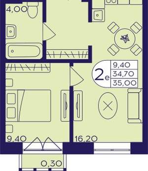 1-к квартира, вторичка, 35м2, 3/23 этаж