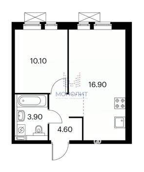 1-к квартира, вторичка, 36м2, 25/25 этаж
