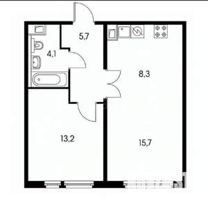 2-к квартира, вторичка, 47м2, 4/15 этаж