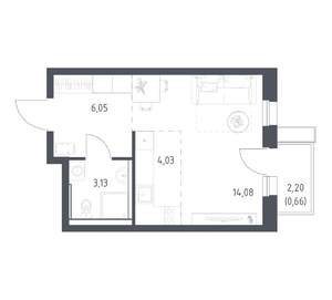Студия квартира, вторичка, 28м2, 11/17 этаж