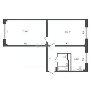 2-к квартира, вторичка, 46м2, 5/5 этаж