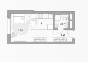 1-к квартира, вторичка, 24м2, 4/17 этаж