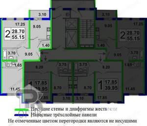2-к квартира, вторичка, 55м2, 13/17 этаж