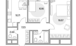 2-к квартира, вторичка, 53м2, 4/24 этаж