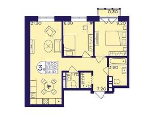 2-к квартира, вторичка, 55м2, 12/17 этаж