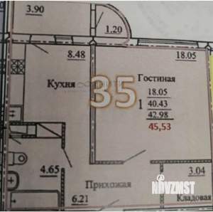 1-к квартира, вторичка, 46м2, 10/19 этаж