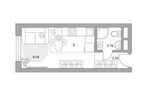 Студия квартира, вторичка, 19м2, 2/17 этаж