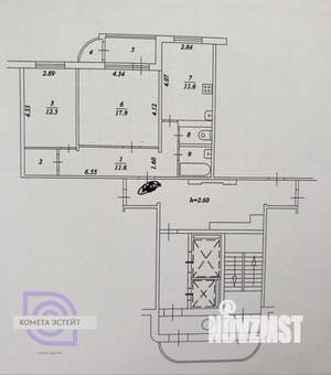 2-к квартира, вторичка, 63м2, 10/19 этаж