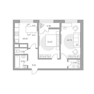 2-к квартира, вторичка, 56м2, 6/9 этаж