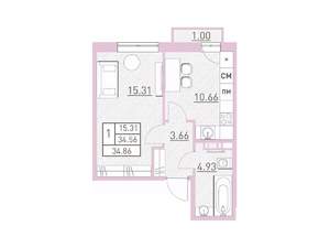 1-к квартира, вторичка, 34м2, 12/17 этаж