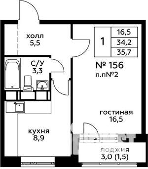 1-к квартира, вторичка, 36м2, 10/22 этаж