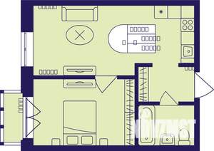 2-к квартира, строящийся дом, 36м2, 21/23 этаж
