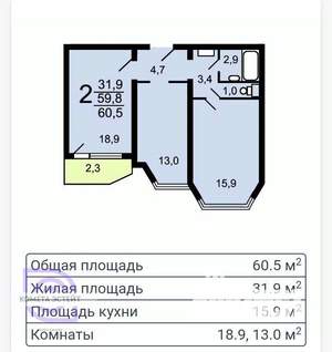 2-к квартира, вторичка, 60м2, 4/25 этаж