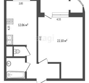 1-к квартира, вторичка, 45м2, 10/17 этаж