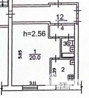1-к квартира, вторичка, 31м2, 2/9 этаж
