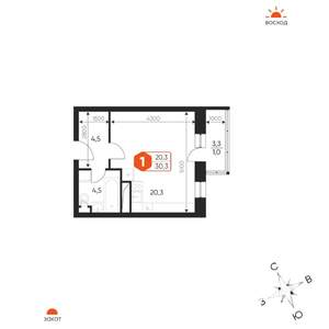 1-к квартира, вторичка, 30м2, 13/17 этаж