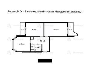 2-к квартира, вторичка, 68м2, 6/17 этаж