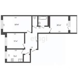 3-к квартира, вторичка, 62м2, 3/9 этаж