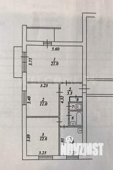 3-к квартира, вторичка, 61м2, 7/9 этаж